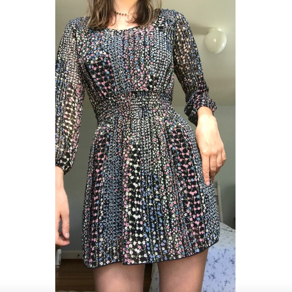 Black Floral Long Sleeve Dress